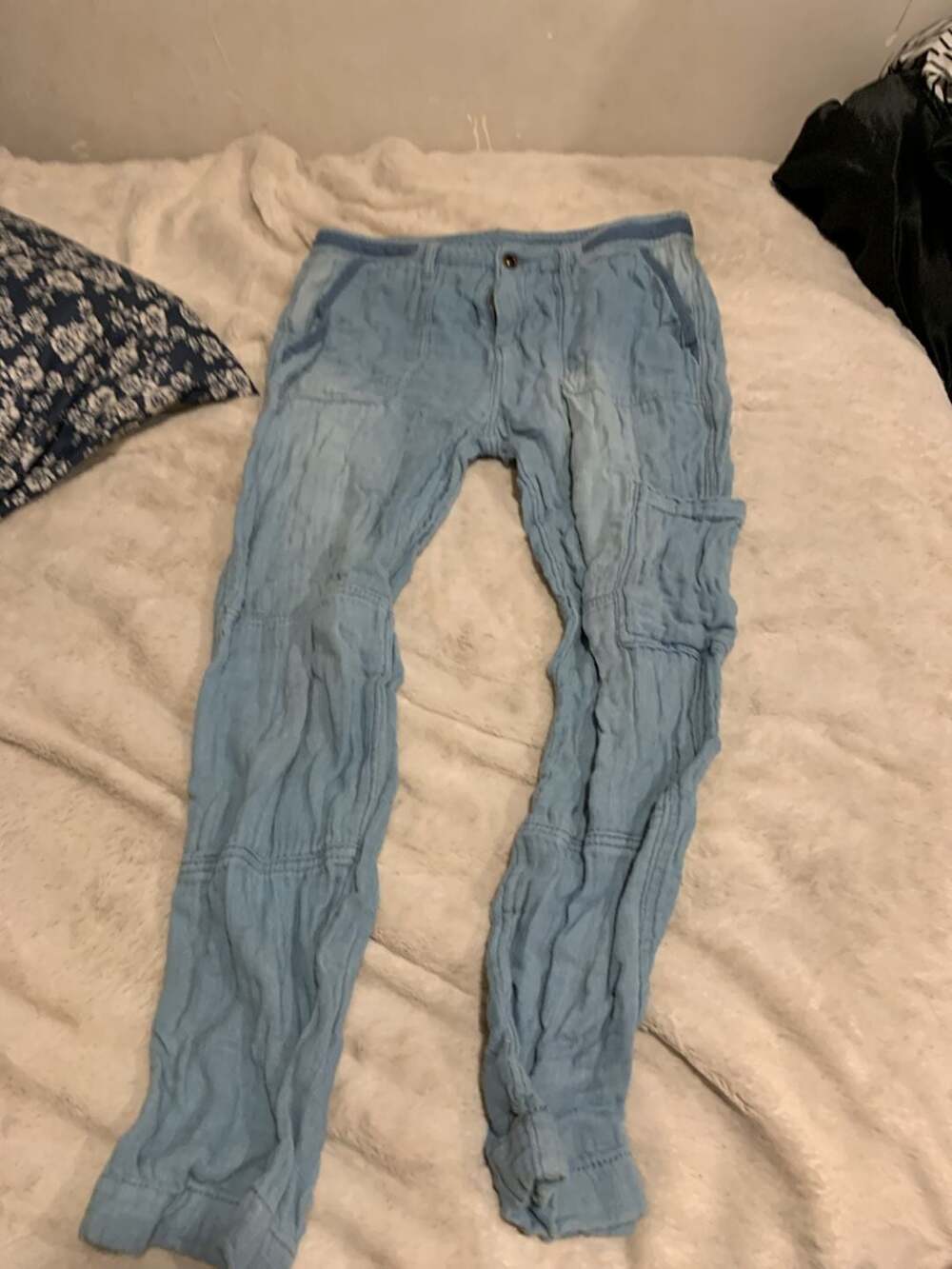 Universal Thread Cargo Pants Size 8 Blue Chambray Lightweight